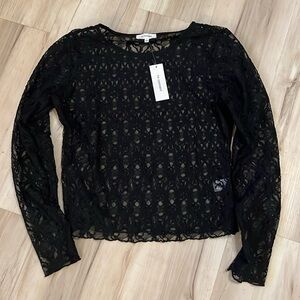 No comment, black lace, shear, size L, new with tags